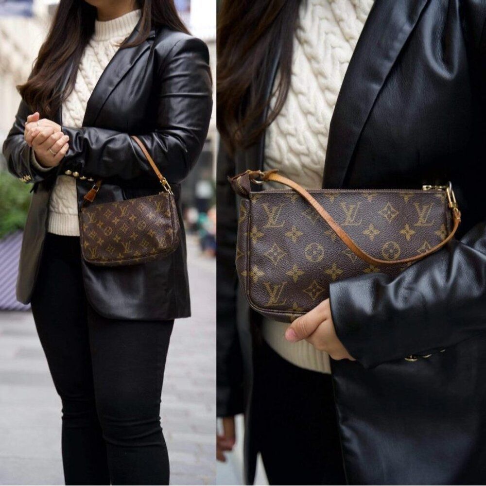 LOUIS VUITTON Pochette Accessoires Brown LV Logo Monogram Canvas Shoulder Bag - Picture 12 of 12
